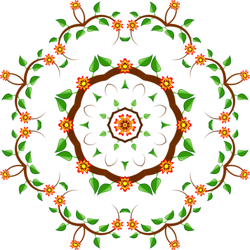 Round Shaped Color Flower Tree Design Illustration - Business System (500x500)