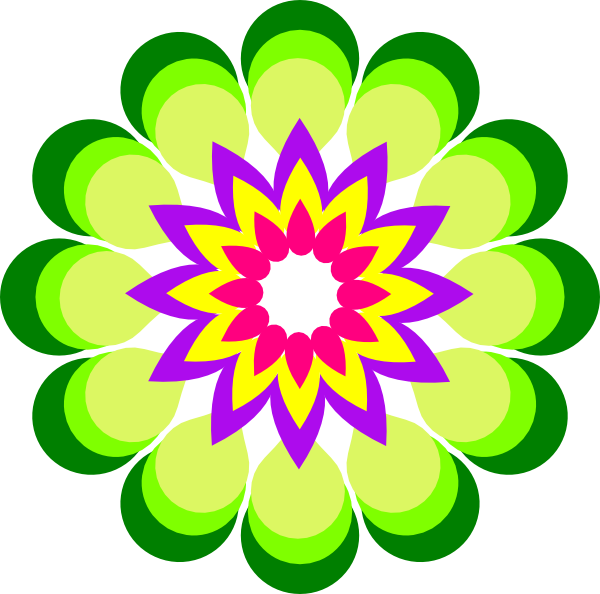 Geometric Flower Multicolor Clip Art At Clker - Multi Color Clip Art (600x594)
