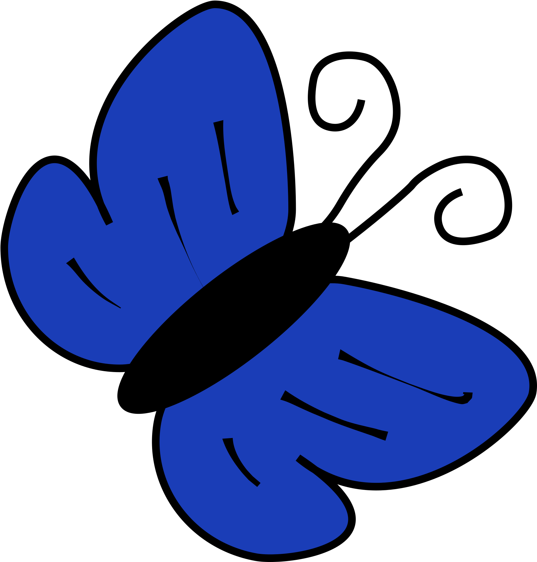 Blue Flower Clipart Blue Color - Blue Butterfly Clip Art (2120x2400)