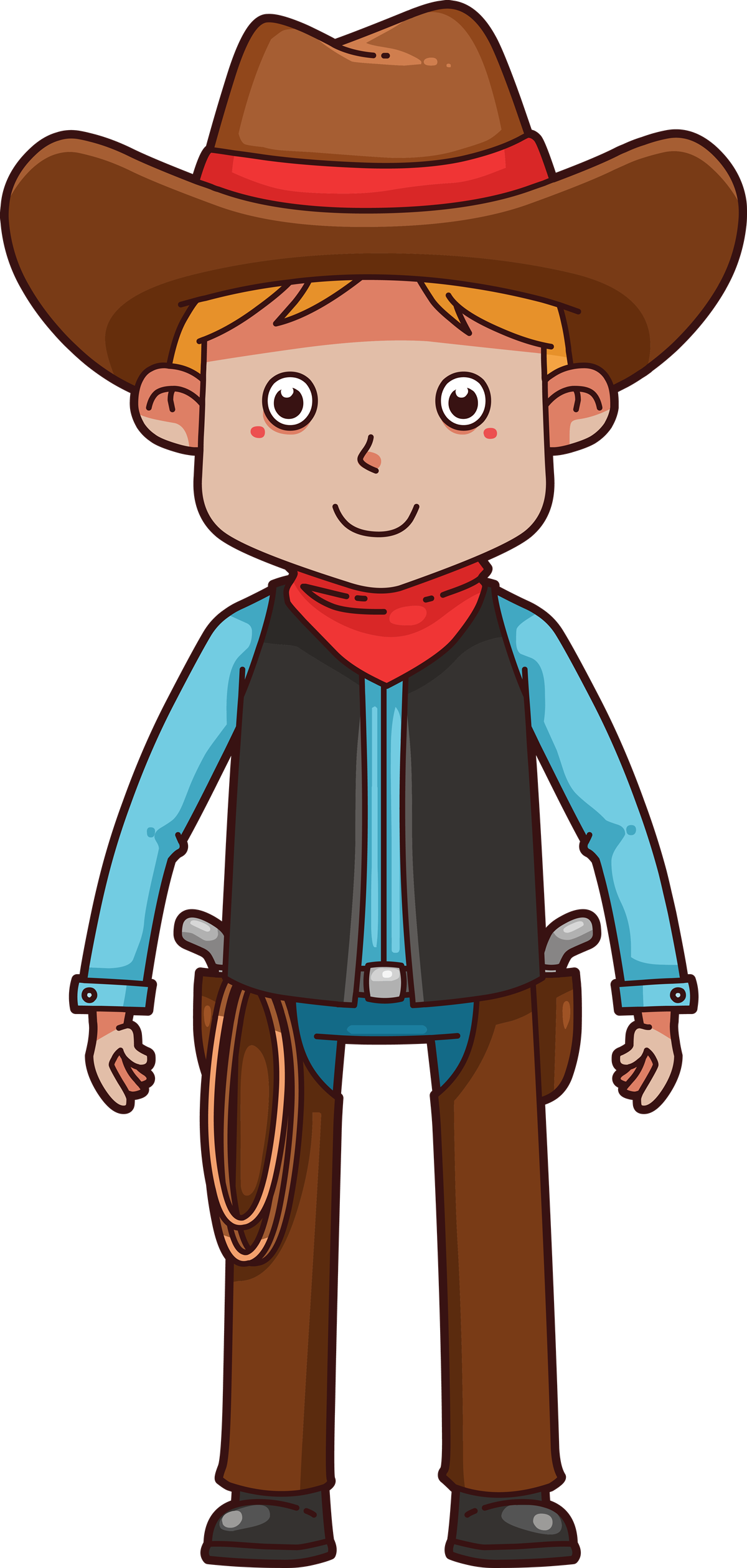 Cowboy Clipart School - Cartoon Cowboy (1200x2519)