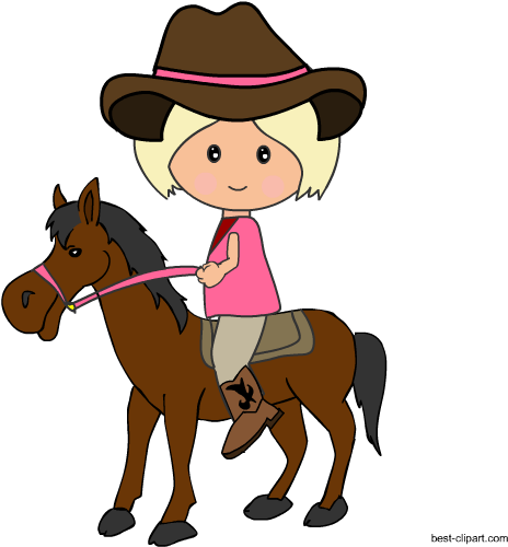 Cowgirl Riding A Horse Free Western Clip Art Image - Cowboy (550x550)