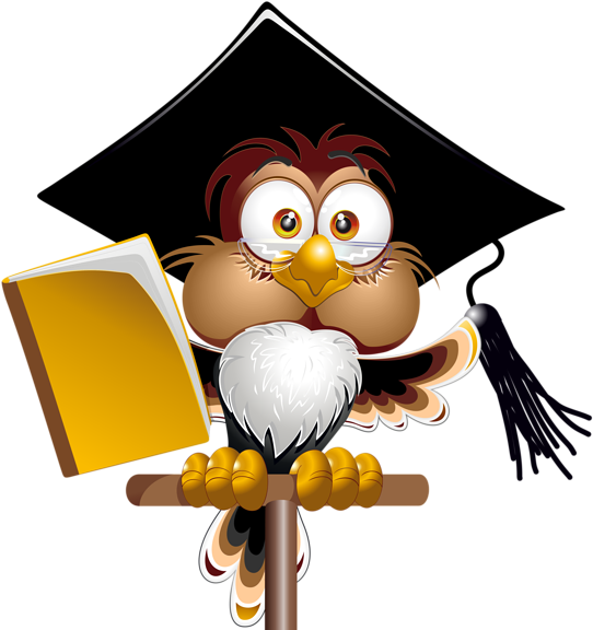 Owl With School Book Png Clipart Image - Teacher Cartoon (577x600)