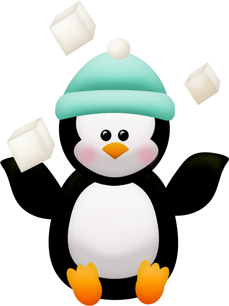 Penguins And Flowers Of The Winter Clip Art - Winter Penguins Clipart (1131x1425)