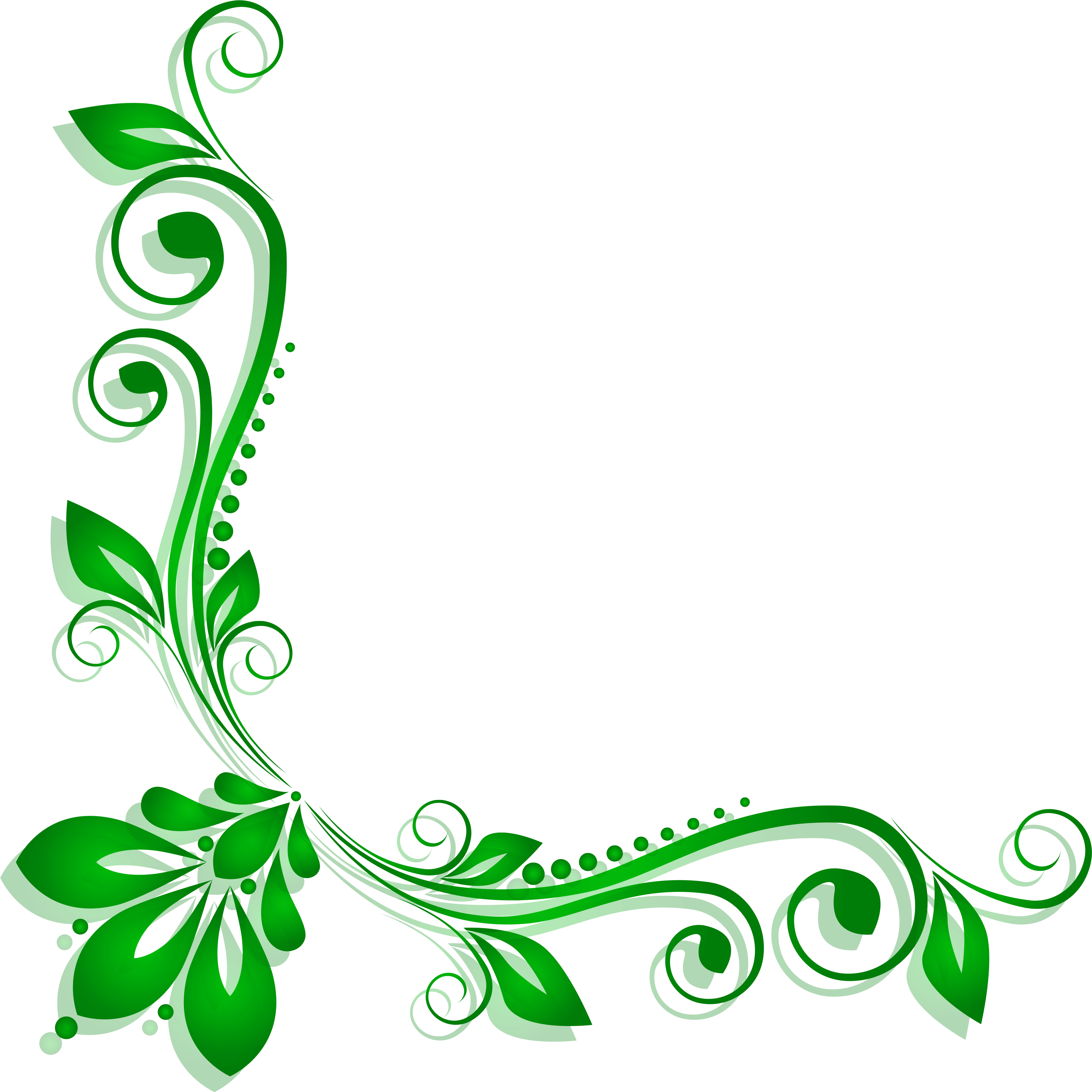 Green Floral Deco Png Clipart - Green Flower Border Png (4212x4145)