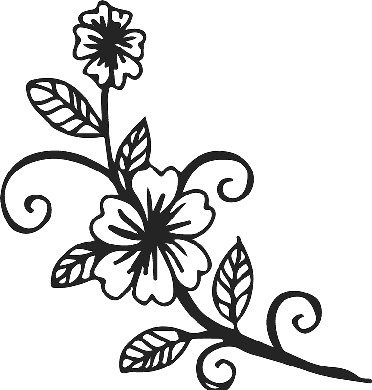 Blooming Flowers On Vine Rubber Stamp - Flower (800x800)