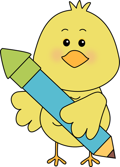 Bird And Pencil - Clip Art (395x550)