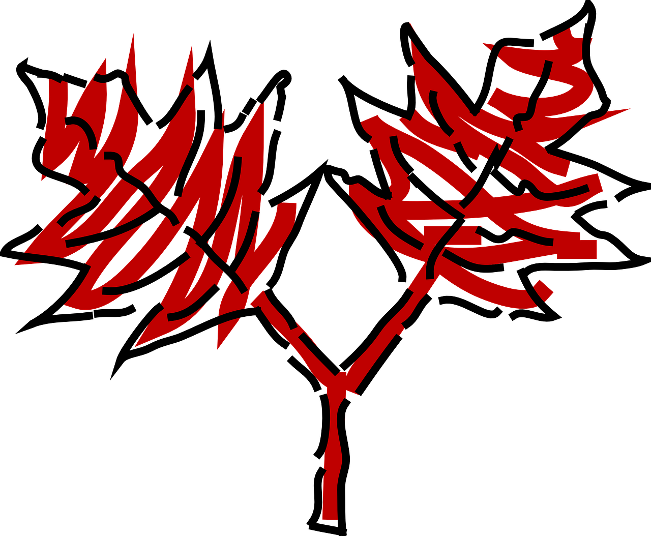 Leaves Red Tree Two Plant Transparent Image - Trist Efterår Træ Png (1280x1054)