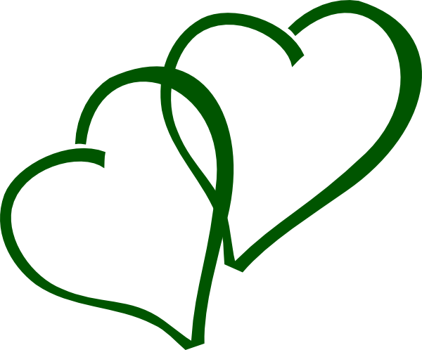 Red Curly Hearts Clipart - Green Hearts Clip Art (600x498)