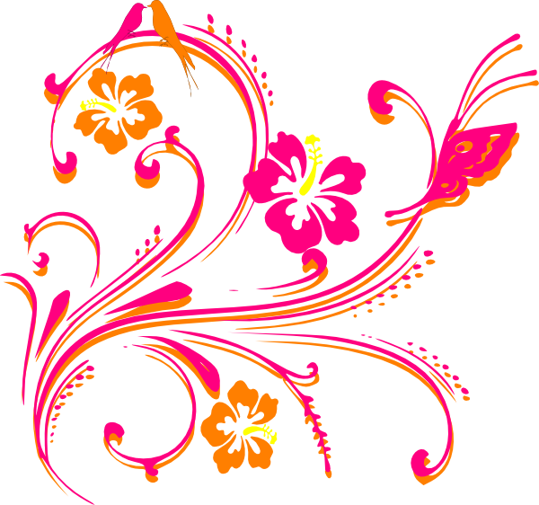 Hibiscus Corner Svg Downloads - Art Bunga Png (600x562)