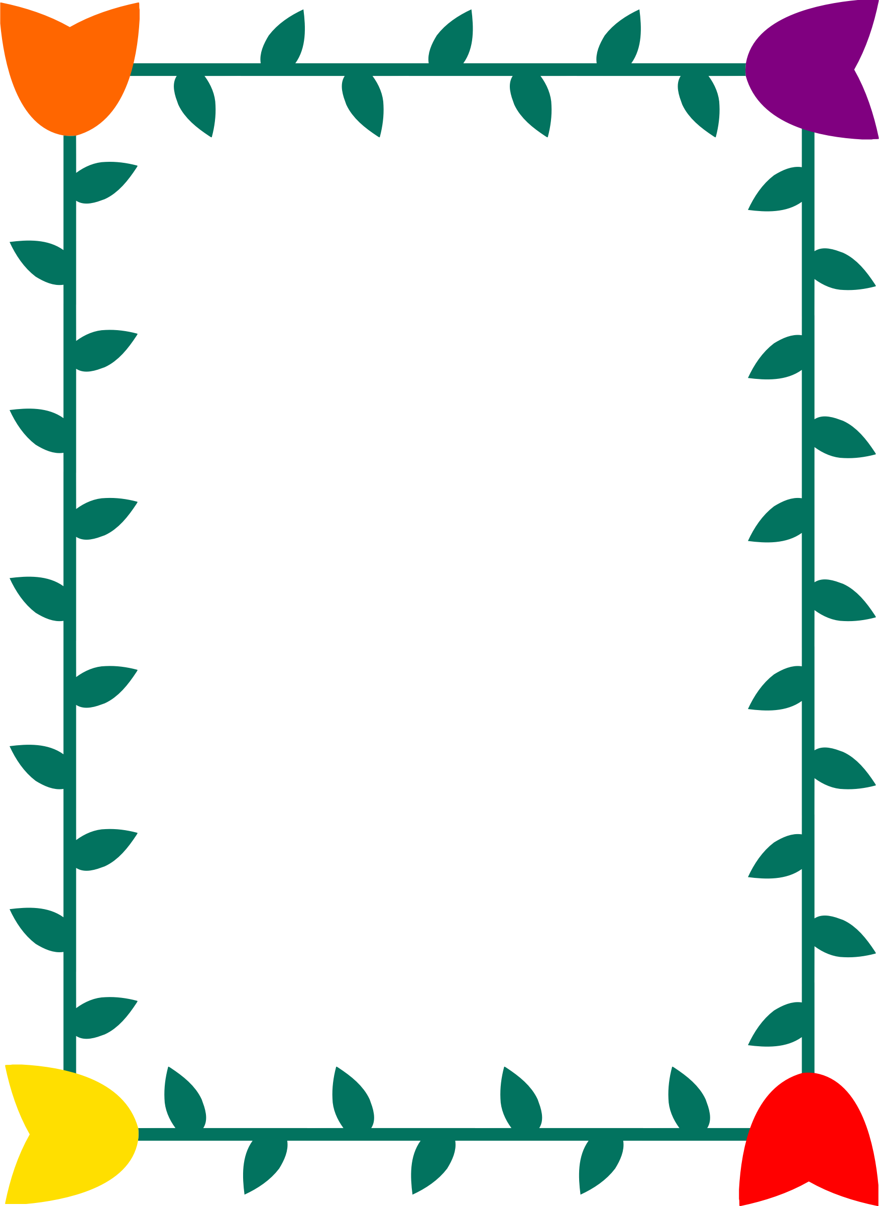 Big Image - Rectangular Floral Frames Png (1750x2400)