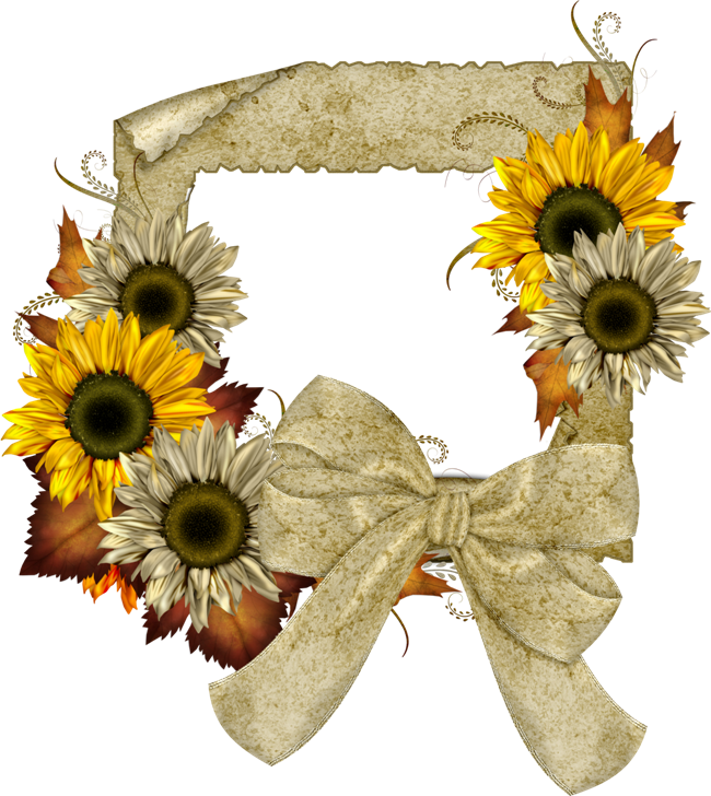 Thanksgiving Clipart Fall Wreath Handpainted Illustration - Sunflower Frame Png (650x728)