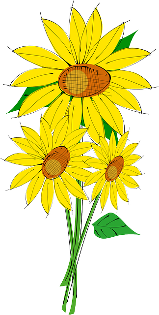 Plants, Sun, Flower, Flowers, Cartoon, Border, Free - Sunflower Clip Art (324x640)