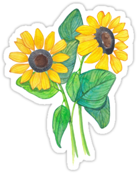 Sunflower Clipart Transparent - Flower Tumblr Stickers (375x360)