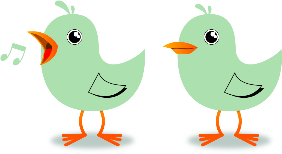 Twitter Birds Singing Musical Celadon Dingle Peacesymbol - 2 Little Dicky Birds Clipart (999x541)