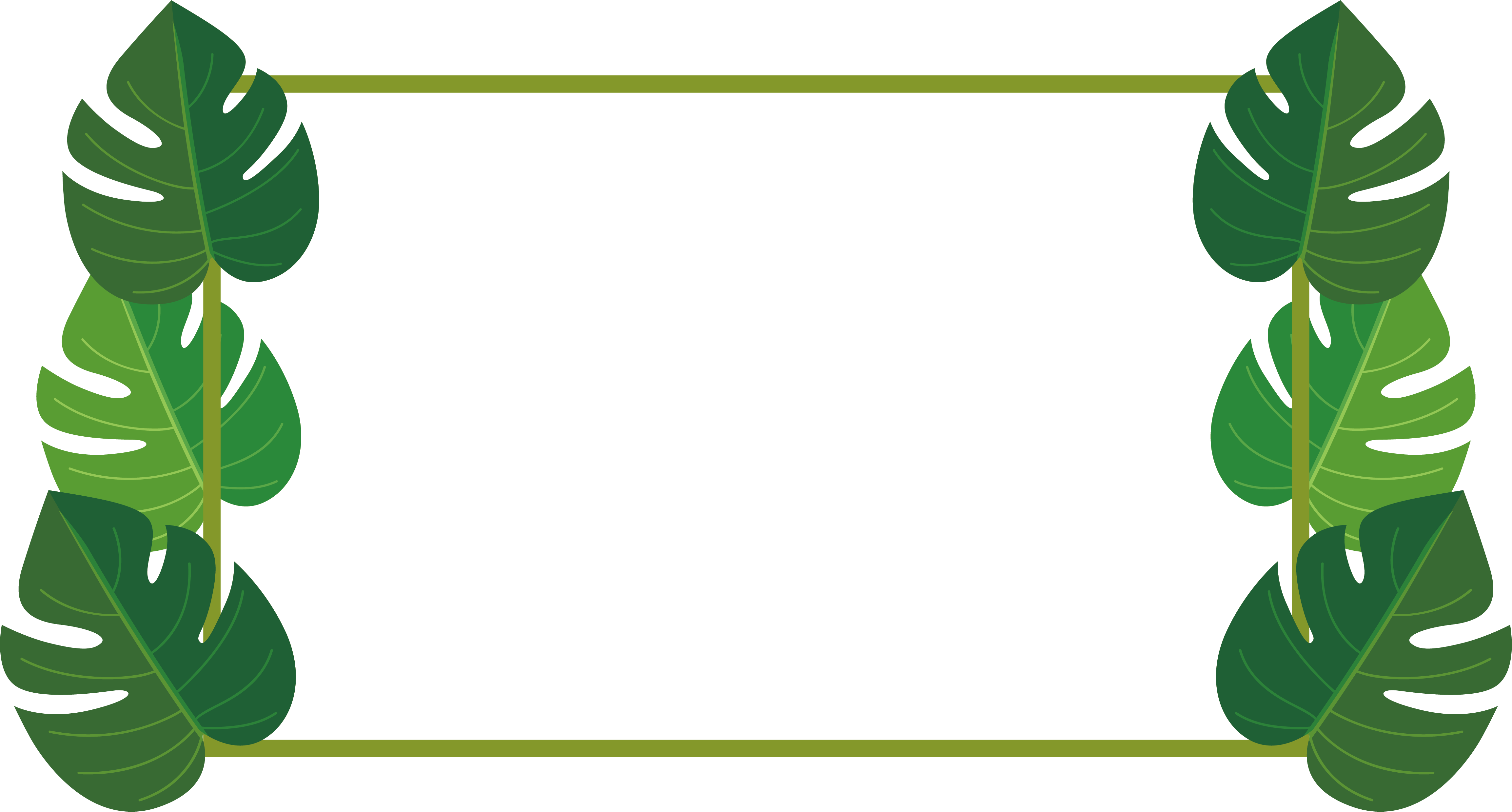 Green Banana Leaf Frame - Frame Line Png Green (4613x2477)