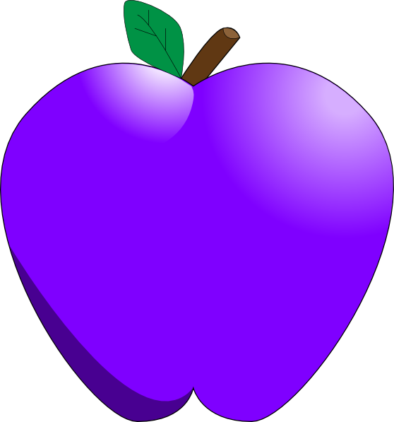 Violet Apple Clip Art - Cartoon Apple .png (558x597)