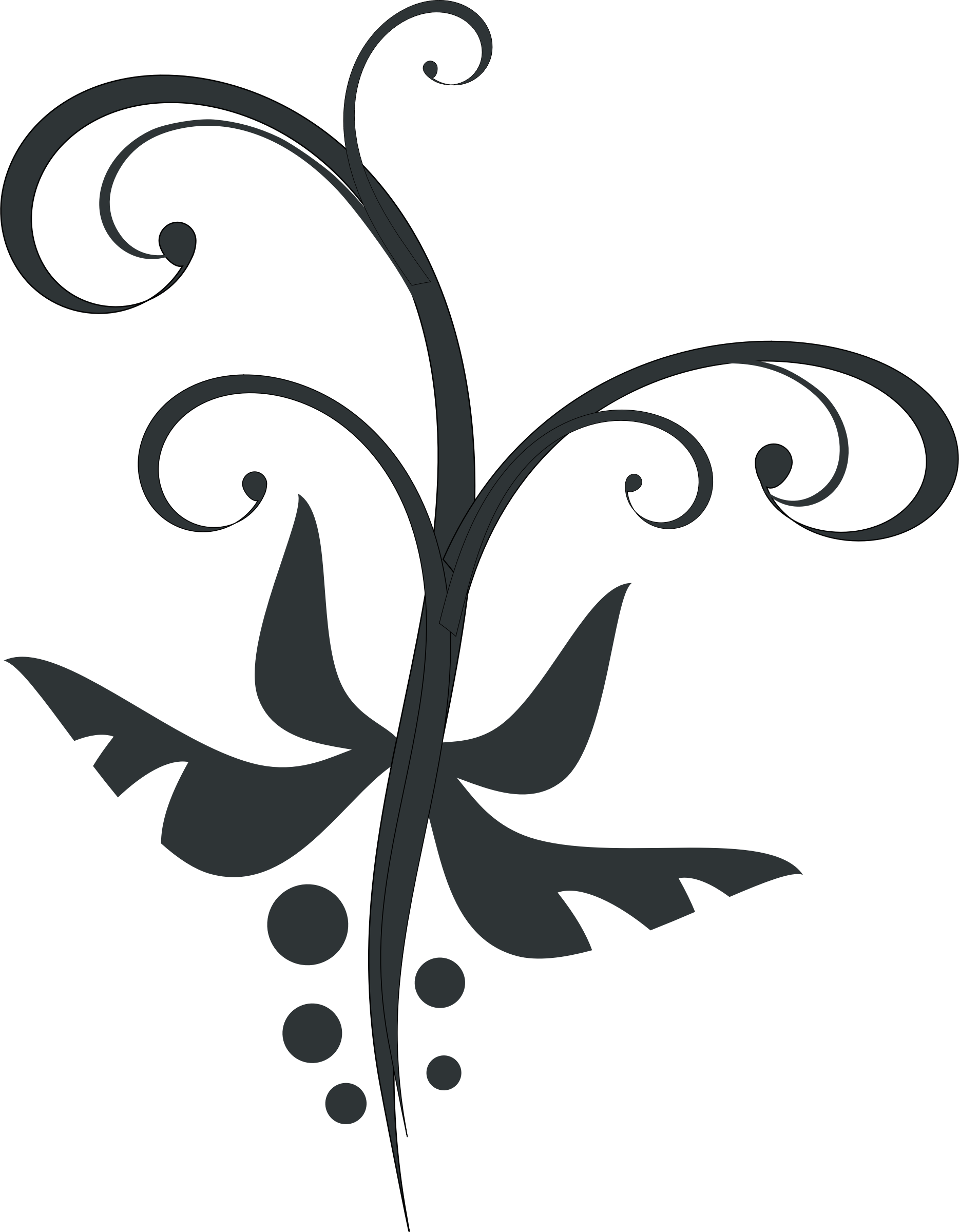 Swirl Design Clip Art Free - Black And White Clipart Art Swirls (1868x2400)