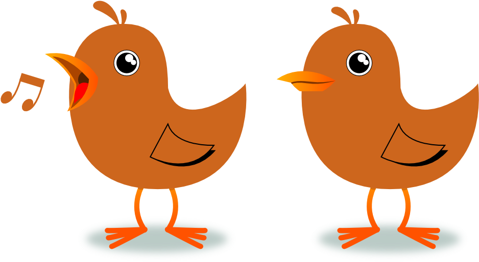 Singing Twitter Bird Vector - 2 Little Dicky Birds Clipart (999x541)