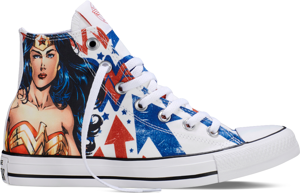 Converse Chuck Taylor All Star White Dc Comics Wonder - Converse Unisex Chuck Taylor Wonder Woman Hi White/red/blue (1000x1000)