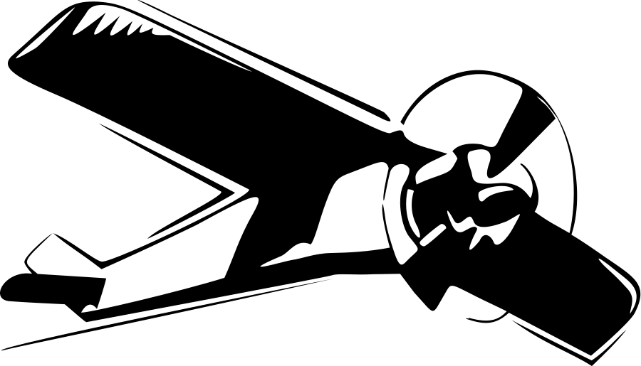 Airplane - Clipart - Black - And - White - Old Plane Vector Png (900x515)