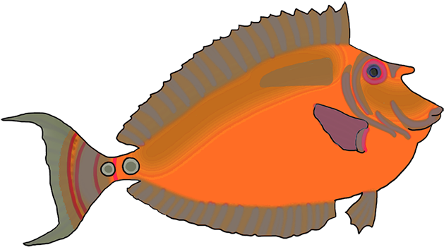 Colorful Blue Green Fish, Orange Fantasy Colored Fish - Orange (650x374)