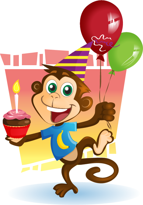Birthday Clipart Monkey Pencil And In Color Clip Art - Free Birthday Monkey Cartoon (470x673)