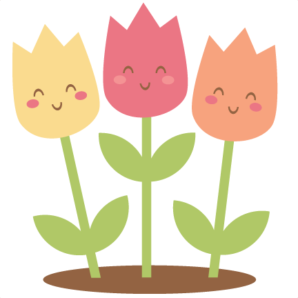 Happy Tulips Svg Scrapbook Cut File Cute Clipart Files - Clip Art (432x432)