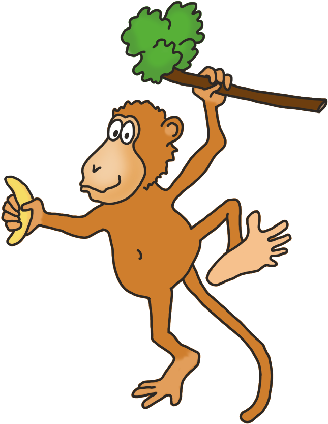 Funny Monkey Cliparts - Monkey & Bananas Clipart (723x886)
