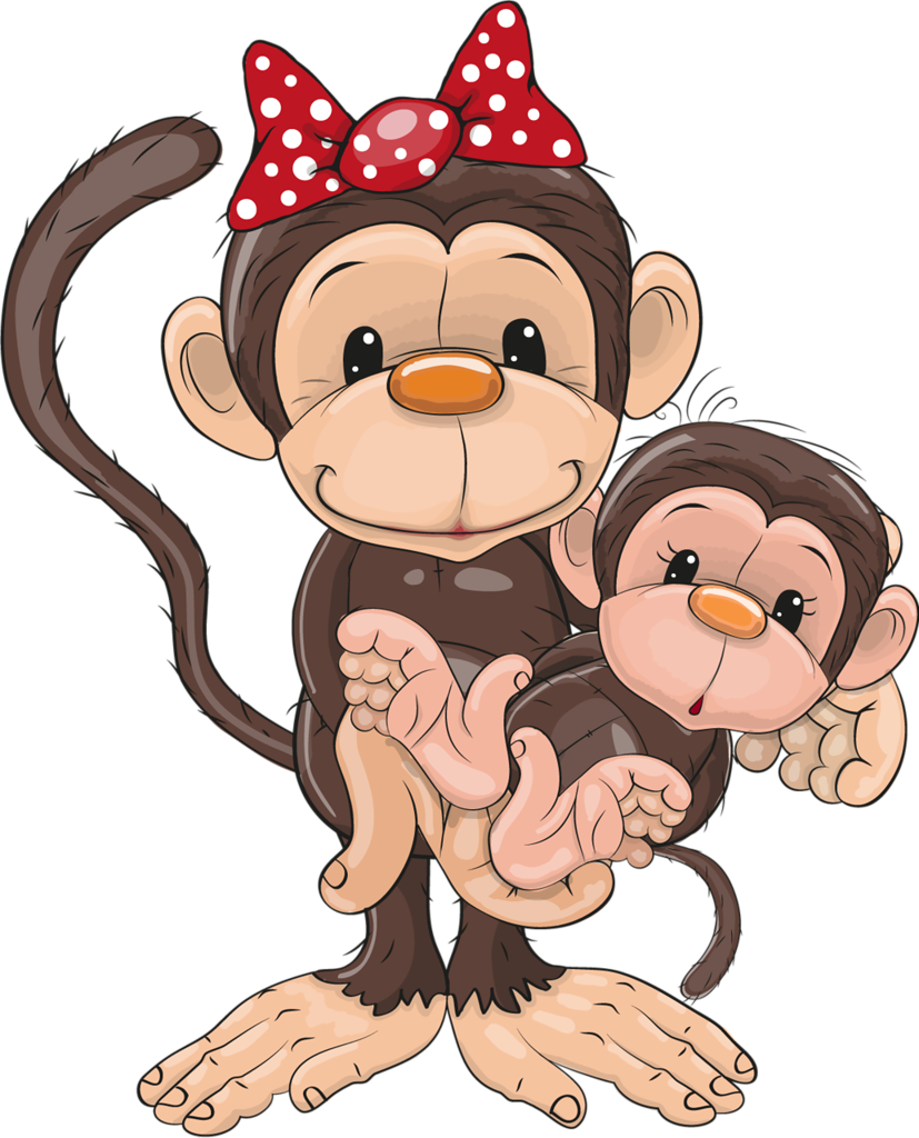 Kata Monkey Clipart - Mom And Baby Monkey Cartoon (827x1024)