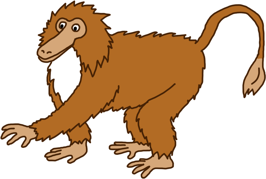 Free Baby Monkey Cartoon Clip Art - Clipart Hairy Monkey (886x631)
