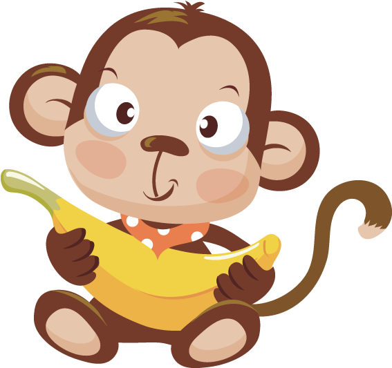 Image Of Baby Monkey Clipart 7 With Banana Clip - Baby Monkey Clipart Png (600x600)