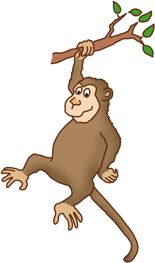 Funny Monkey Drawings Clip Art - Monkey Climb Clipart (626x886)