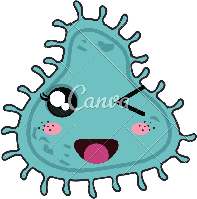 Bacteria Kawaii Cartoon - Happy Bacteria (800x800)