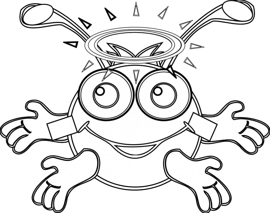 Good Bacteria Black White Line Art Coloring Book Colouring - Black And White Germs (940x743)