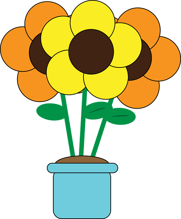 Sunflower Cartoon Cliparts 13, - Vaso De Flor Png (594x720)
