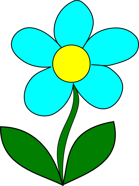 Blue Flower Svg Clip Arts 444 X 594 Px - Cartoon Flowers With Stem (444x594)