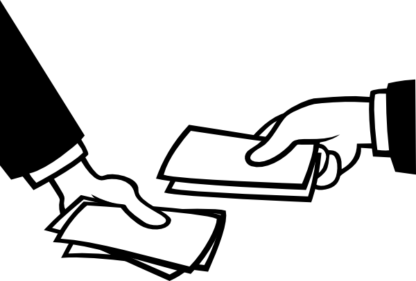 Money Clipart Black And White Exchange Of Money Clip - Pay Black And White (600x406)
