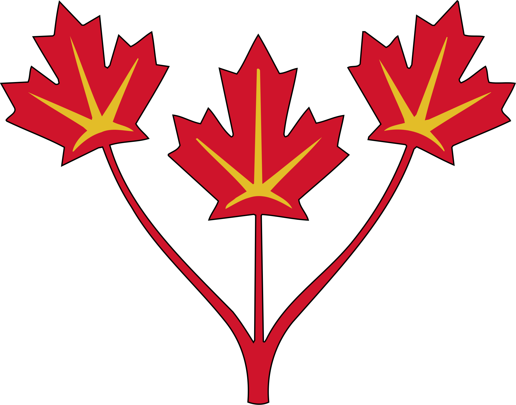Three Maple Leaves Of Canada - Canadian Coat Of Arms Shield (2000x1570)