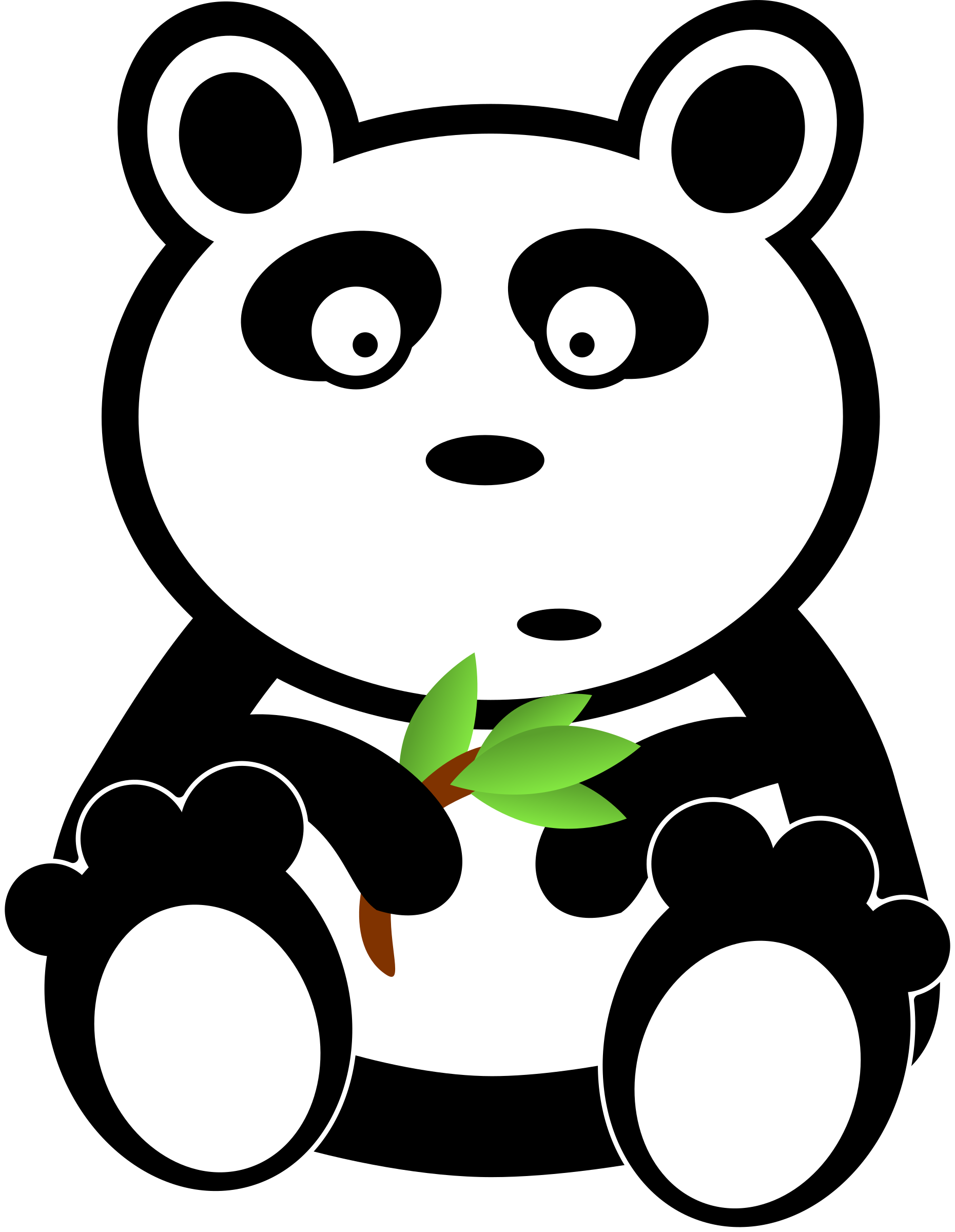 With Bamboo Leaves - Cartoon Panda Bear Shower Curtain (1861x2400)