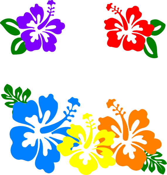 Blue Flower Clipart Hawaii Hibiscus - Clip Art Hawaiian Flowers (570x596)