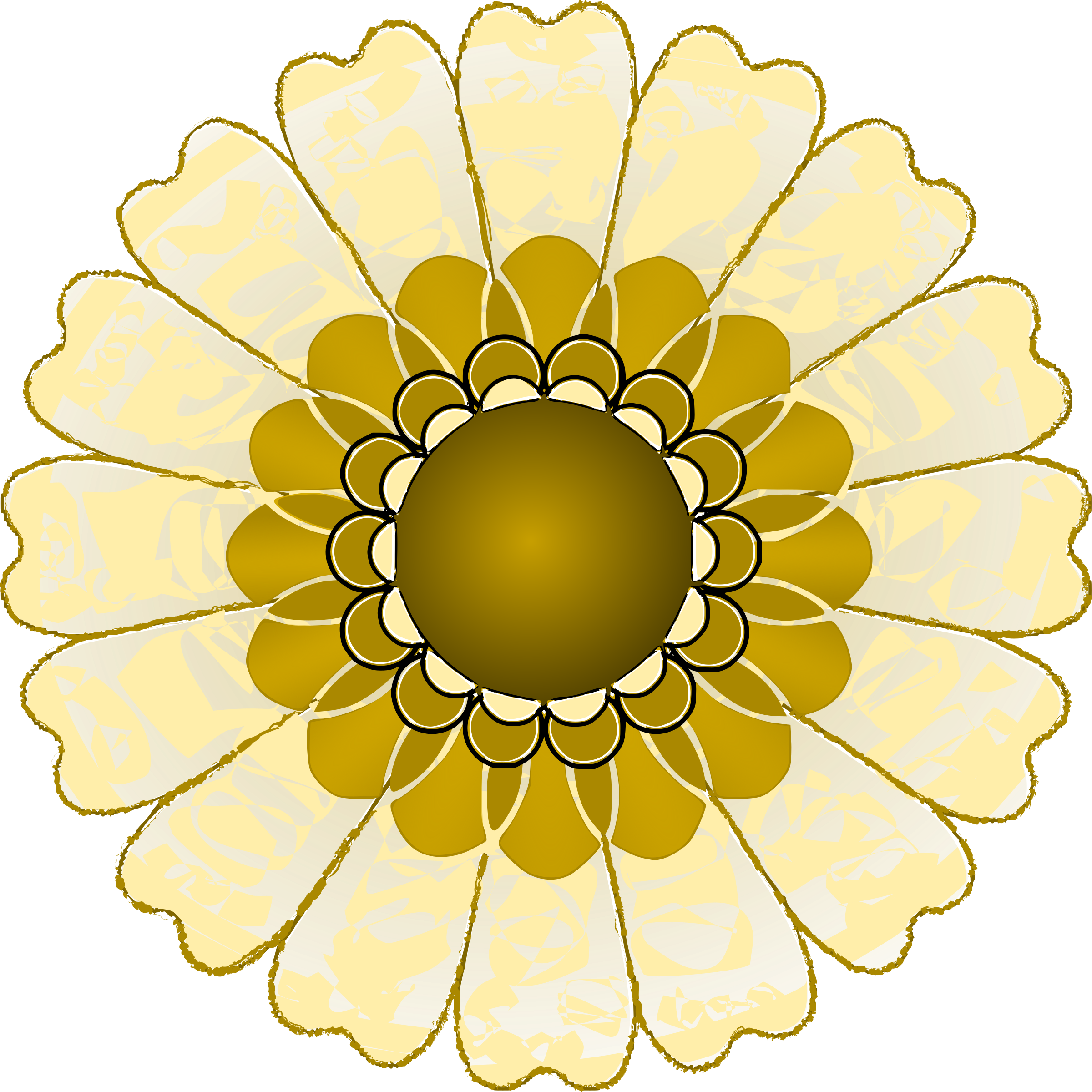 Single Flower Petal Clipart - Gold Flower Clip Art (2400x2400)