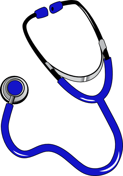 Blue Stethoscope Clipart Lt Blue Stethoscope Clip Art - Black And White Stethoscope (414x594)