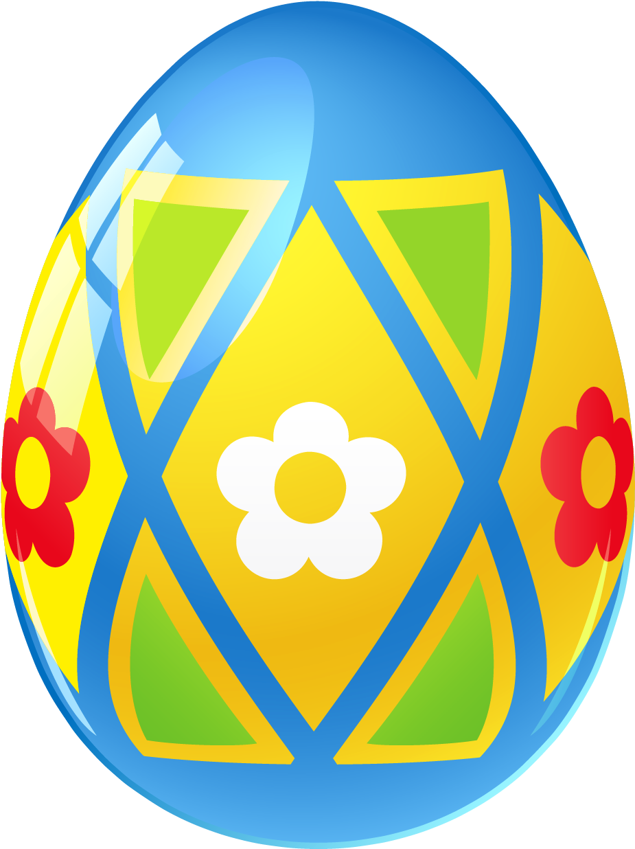 Blue Easter Egg With Flowers Picture 0 Clip Art - Easter Egg Clip Art (986x1301)