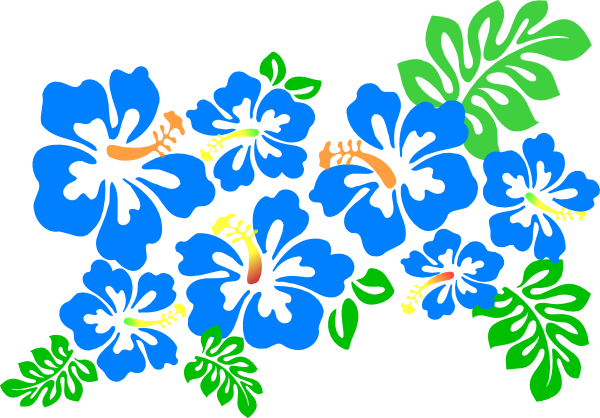 Blue Flower Clipart Lei Flower - Hibiscus Clip Art (600x418)