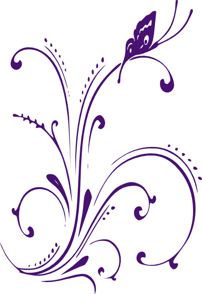 Vine Clipart Flower Scroll - Purple Butterfly Clip Art Border (408x592)