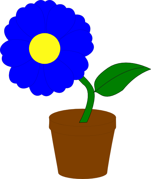 Blue Flower In A Pot Clipart (504x596)