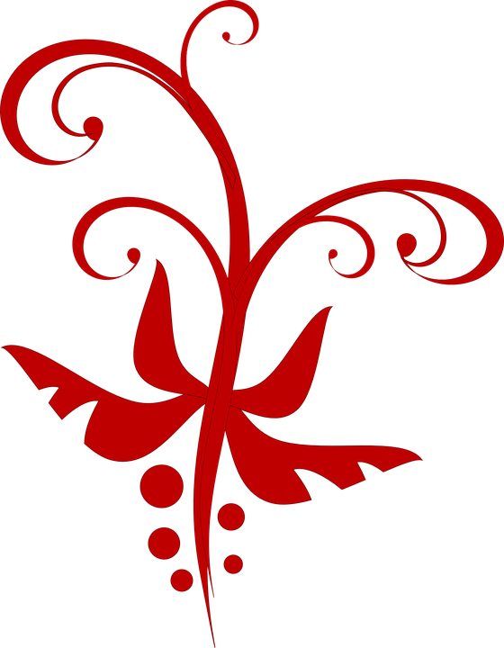 Flower Vine Cliparts - Red Swirls Clipart (560x720)