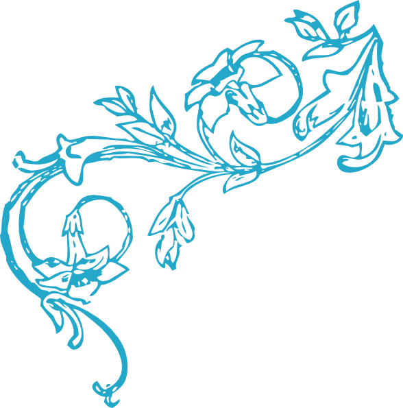 Blue Floral Corner Border (588x595)