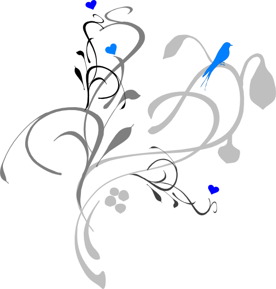 Blue Bird On Grey Vine Clip Art At Clker - Funeral Clip Art Borders (570x596)