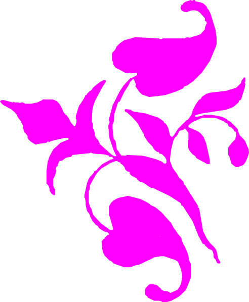 Magenta Flower Corner Vine Clip Art - Leaves Clip Art (492x598)